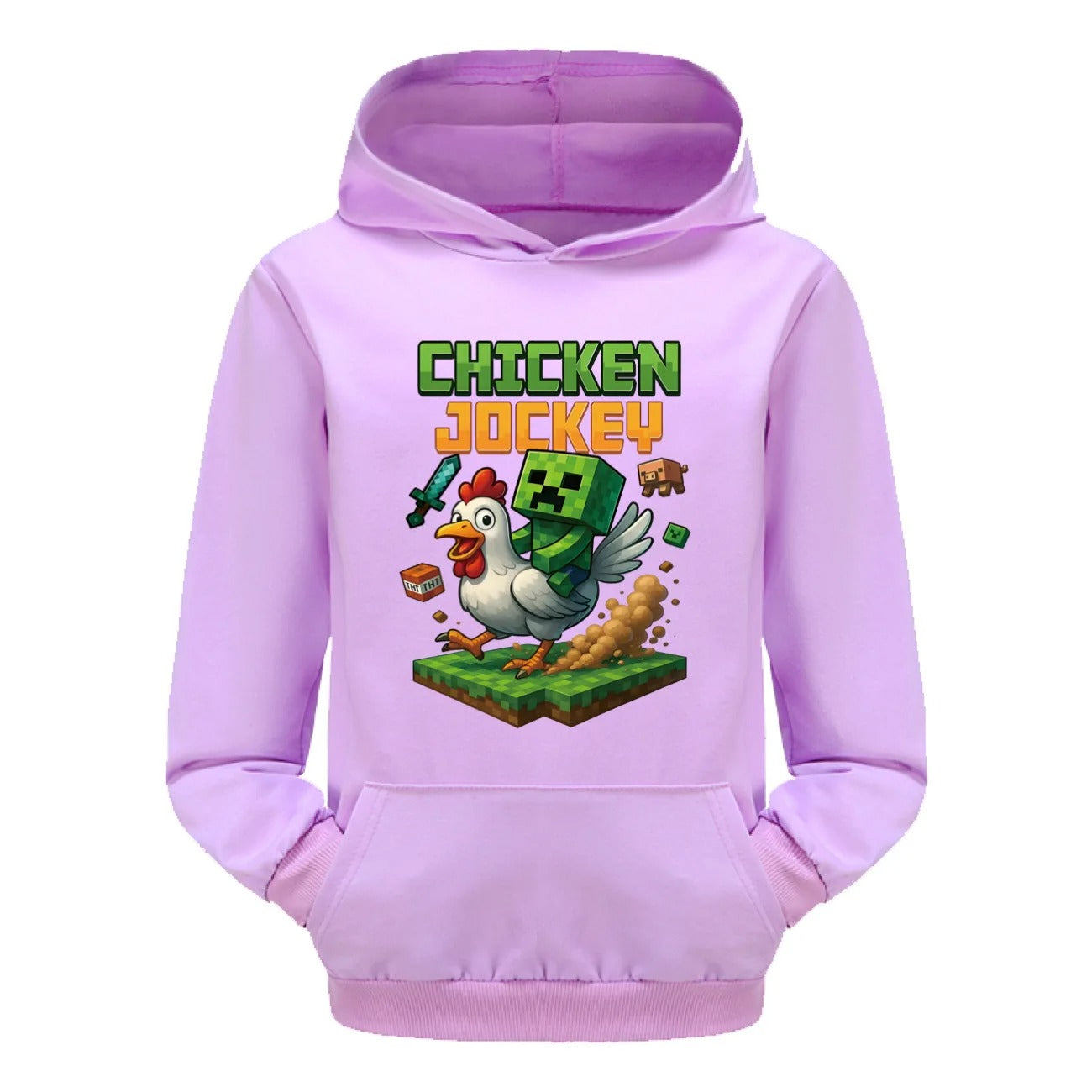 Minecraft Kinder Hoodie „Chicken Jockey“ – Kapuzenpullover für Mädchen & Jungen (Gr. 104–170)