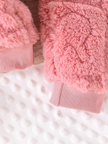 Flauschiges 2-teiliges Teddy-Set mit Kapuze und Öhrchen