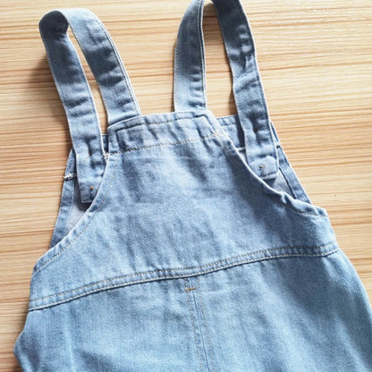 Kinder Jeans Latzhose mit Bären-Stickerei