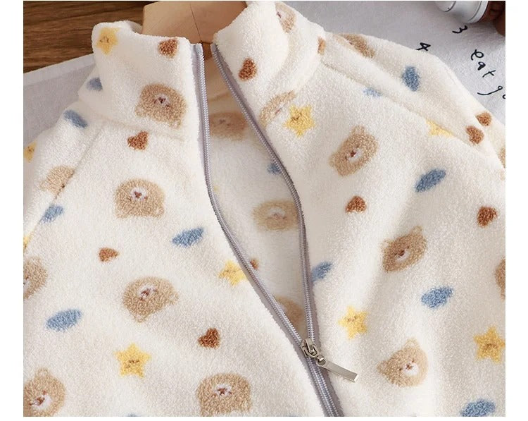 Flauschiges Kinder Fleece-Set mit süßen Tiermotiven