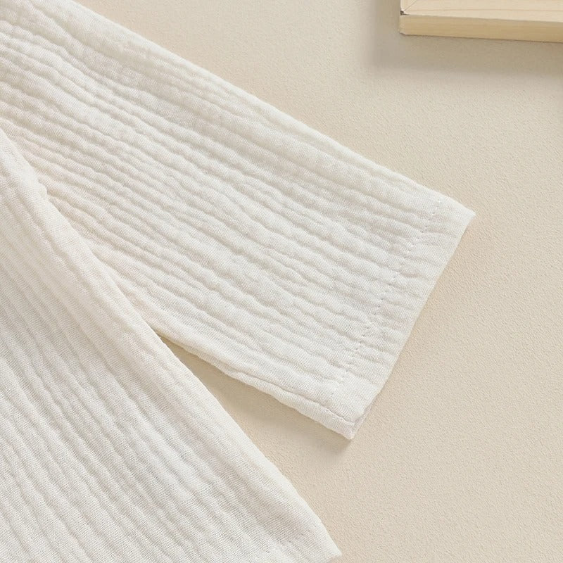 Musselin Jungen Set 2-teilig – Baumwolle Outfit mit Knopfleiste & Hose (Gr. 74–116)