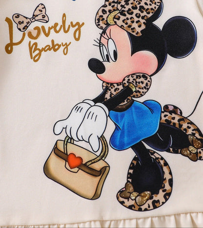 Mädchen Kleid Set (2-teilig) – Langarmkleider im Leo-Design & Creme