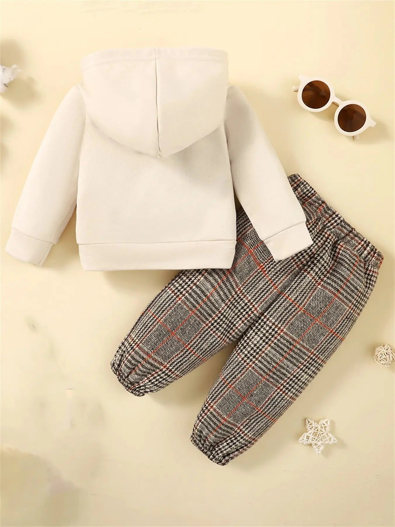 2-tlg. Winter-Set „Cozy Bear & Checks“ – Hoodie & Jogger