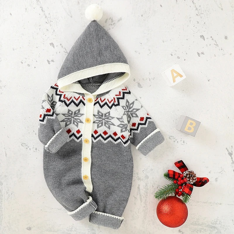 Baby-Strickoverall mit Weihnachtsmotiv & Mütze