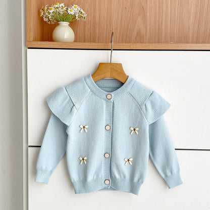 Kinder Strickjacke mit Schleifen – weicher Cardigan für Mädchen