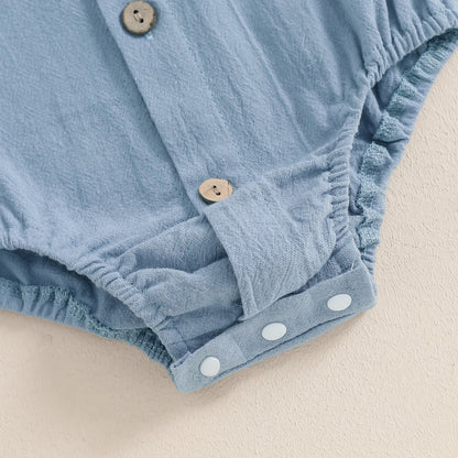 Minimalistischer Baby-Body mit Holzknöpfen – Langarm Body für Jungen (Größe 50–86)