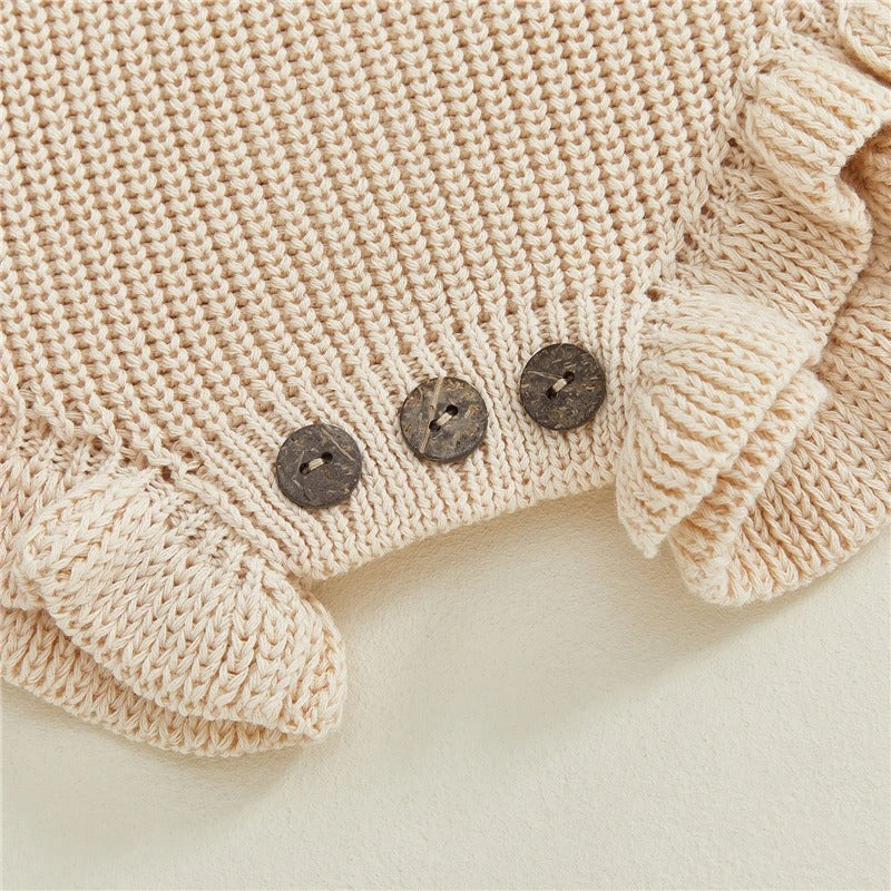 Strick Baby Body mit Rüschen – Langarm Body für Mädchen