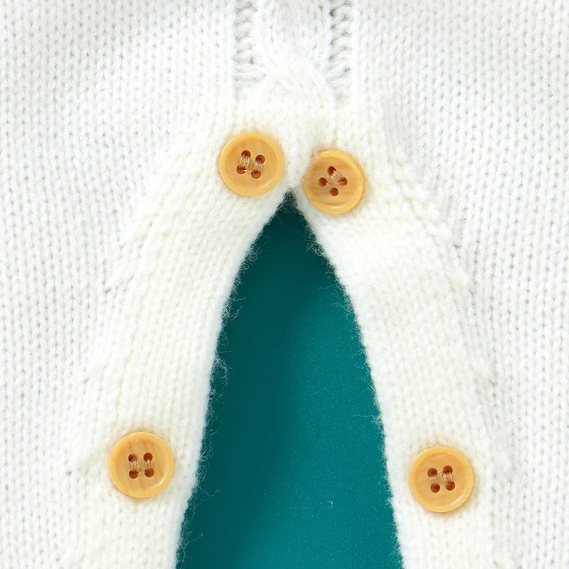 Baby-Strickoverall mit Rentiermotiv & Bommelmütze – Weihnachtlicher Strampler