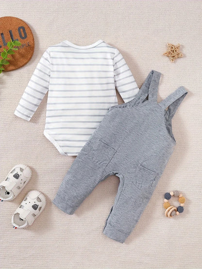Baby Outfit 2-teilig – Body mit Streifen & Latzhose mit Koala (Größe 50–86)