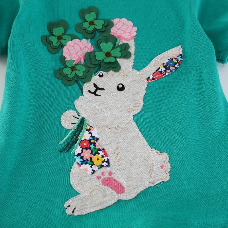 Mädchen T-Shirt mit 3D Hasen Applikation