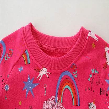 Mädchen Sweatshirt mit Einhorn & Regenbogen – Baumwollmix Pullover