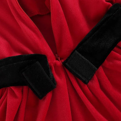 Weihnachtskleid mit Kunstfellbesatz & Haarband