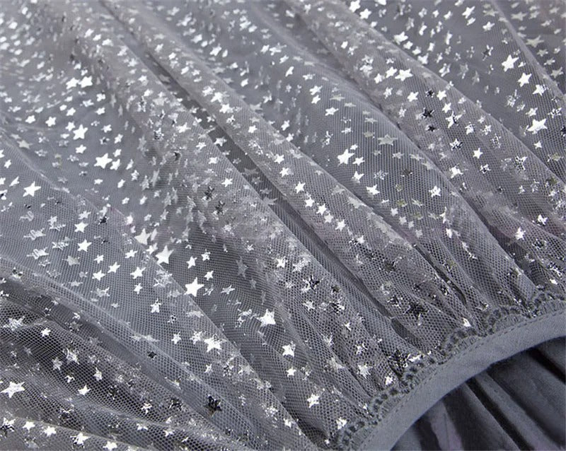 Glitzerndes Sternen-Langarm-Tüllkleid für Mädchen