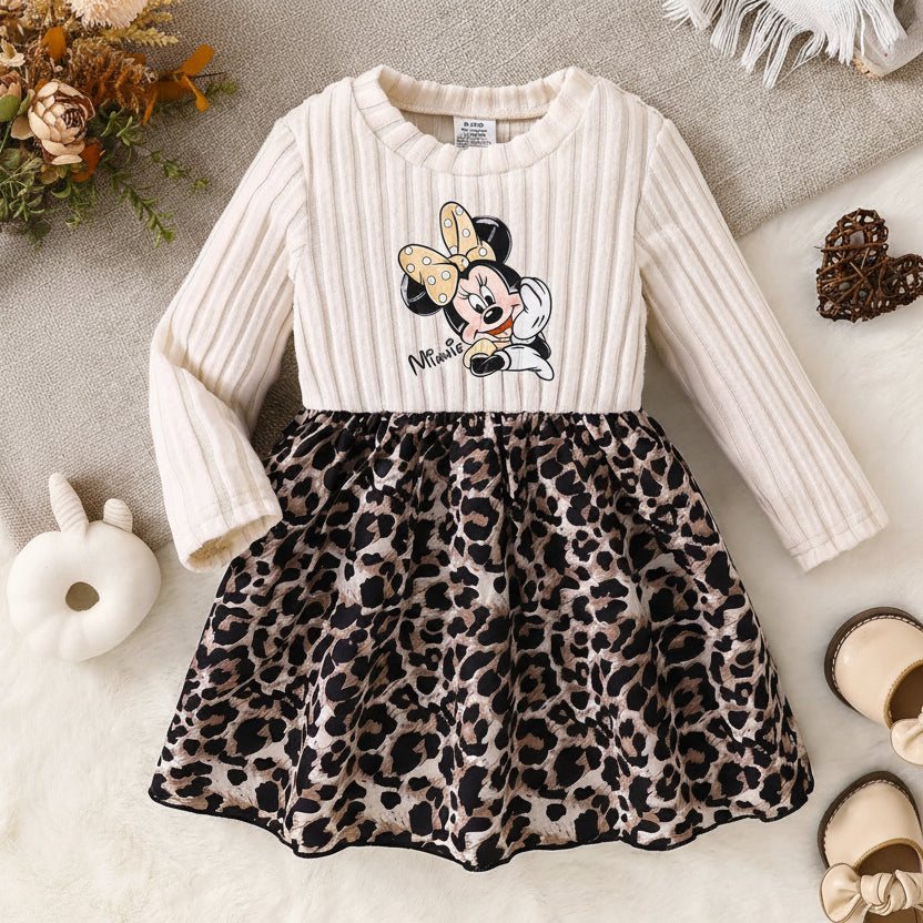 Kleid für Mädchen – Rippoberteil & Leo-Rock