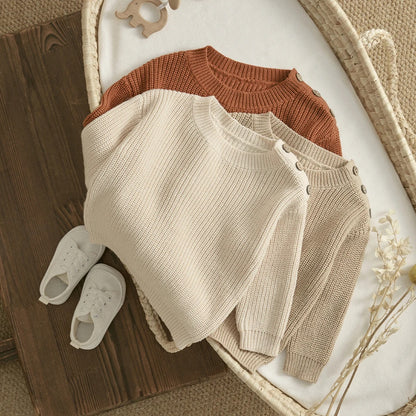Baby Strickpullover Unisex mit Knopfleiste