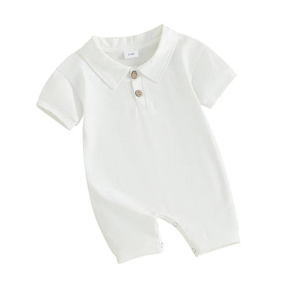 Baby Kurzarm Body mit Kragen – einfarbiger Polo Body aus Baumwolle