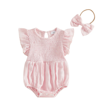 Baby Musselin Body mit Rüschen & Haarband – luftiges Sommeroutfit für Mädchen