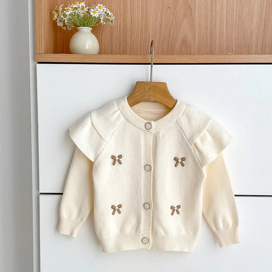 Kinder Strickjacke mit Schleifen – weicher Cardigan für Mädchen