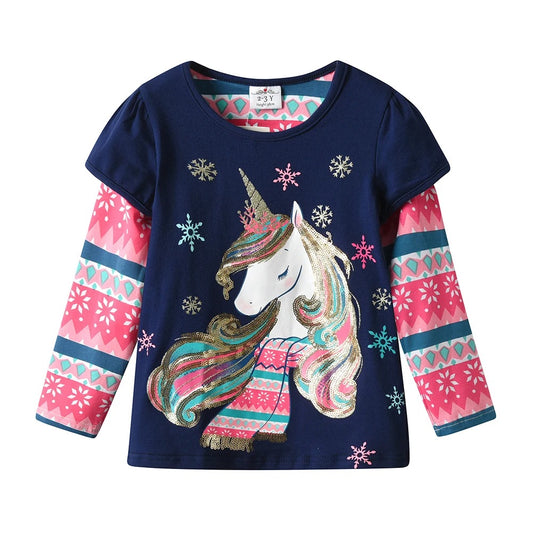 Mädchen Hoodie mit Einhorn & Regenbogen – Glitzer Kapuzenpullover