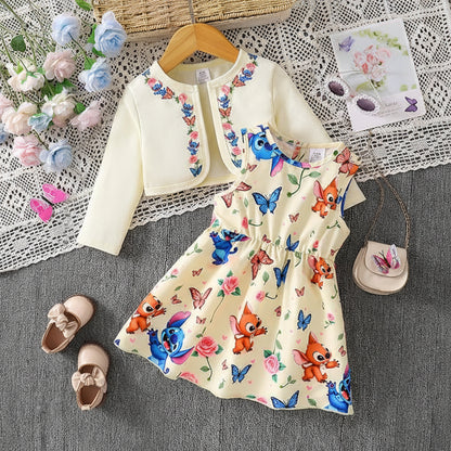 Mädchen Kleid Set mit Bolero – Blumen & Schmetterlinge