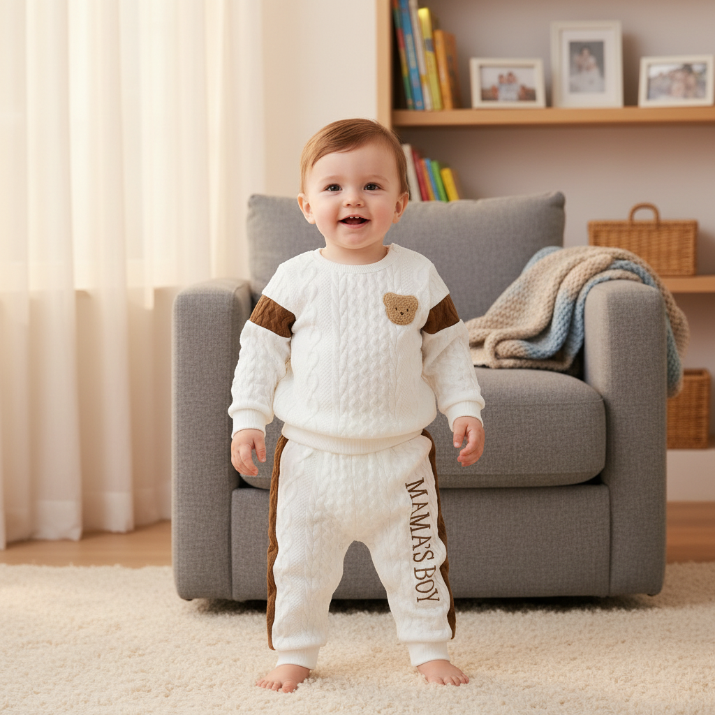 2-teiliges Strick-Set „Mama’s Boy“ – Weiches Winter-Outfit für kleine Jungen