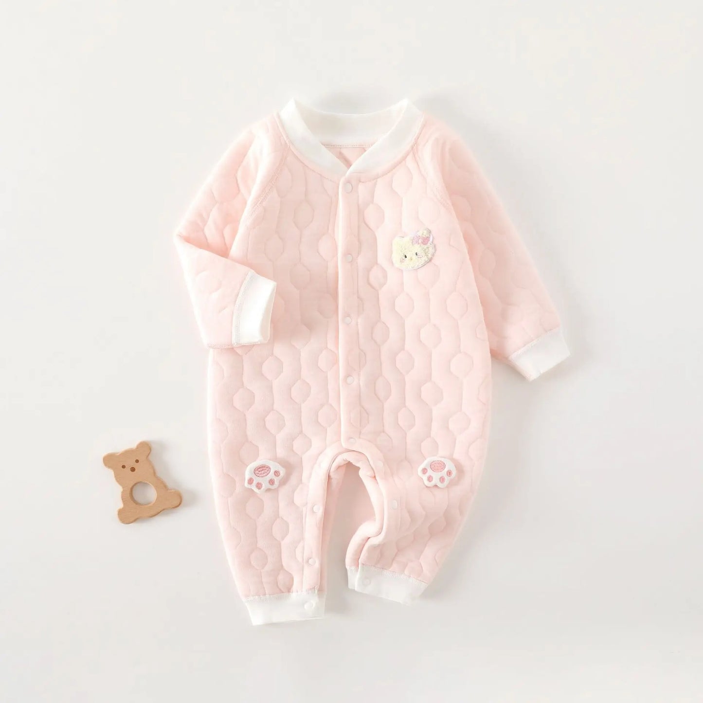 Baby Strampler mit Steppstruktur & Tierdetail