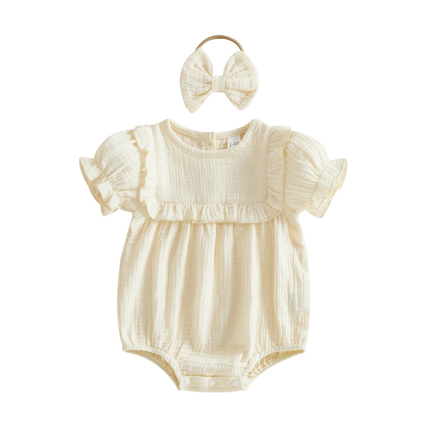 Baby Musselin Body mit Rüschen und Haarband – 2-teiliges Outfit für Mädchen