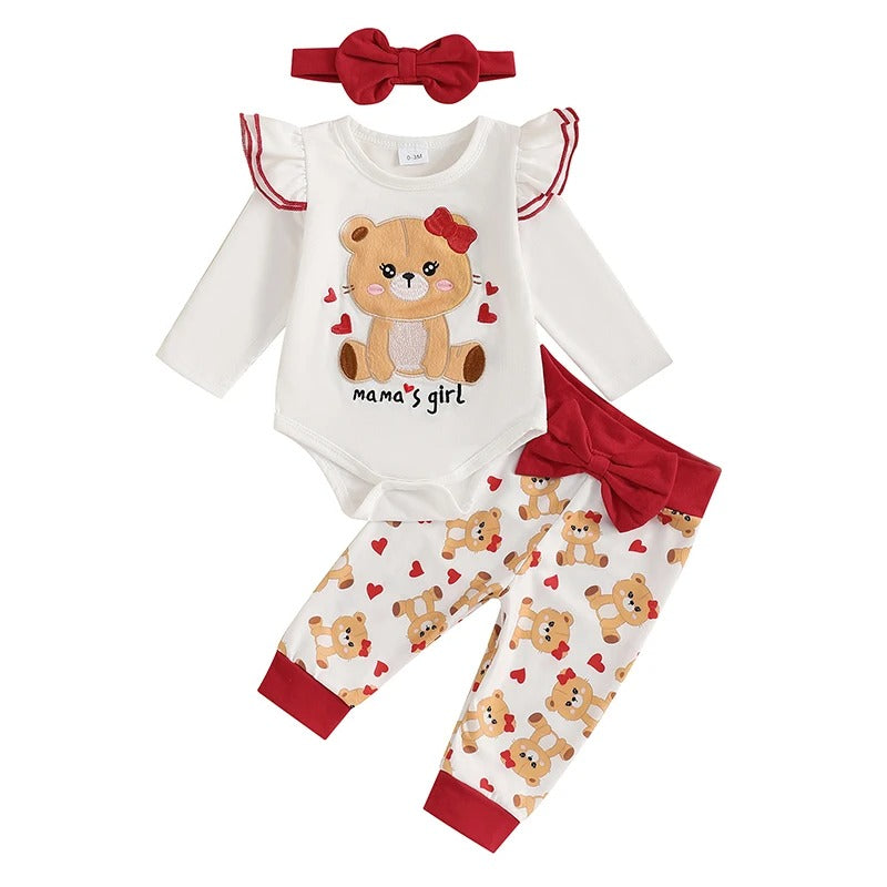 Baby Mädchen Outfit „Mama’s Girl“ mit Teddybär-Motiv – 3 Designs