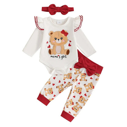 Baby Mädchen Outfit „Mama’s Girl“ mit Teddybär-Motiv – 3 Designs