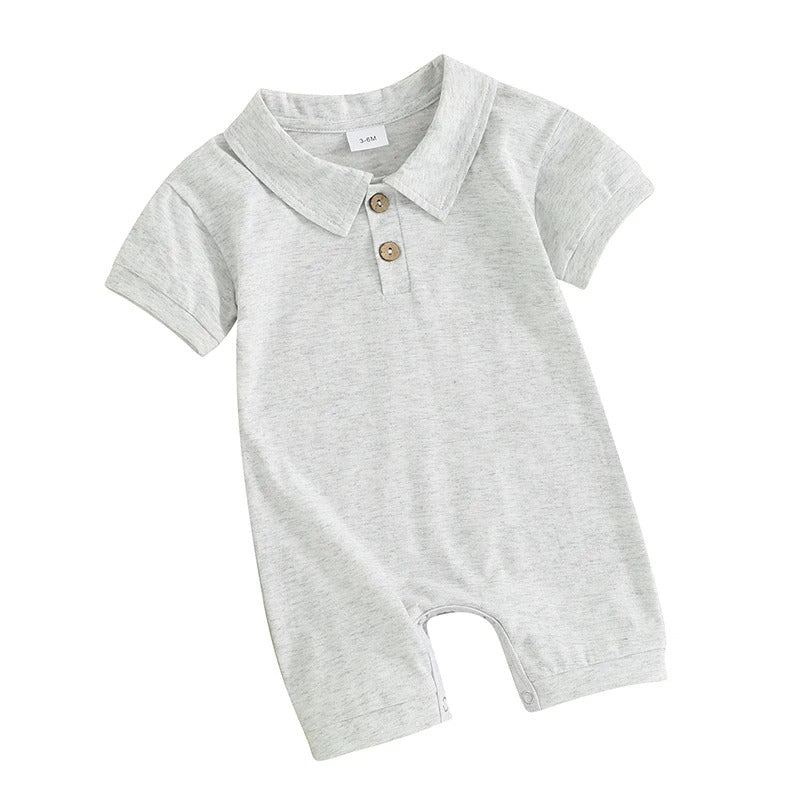 Baby Kurzarm Body mit Kragen – einfarbiger Polo Body aus Baumwolle