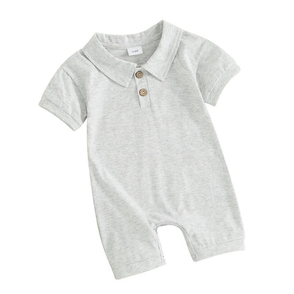 Baby Kurzarm Body mit Kragen – einfarbiger Polo Body aus Baumwolle