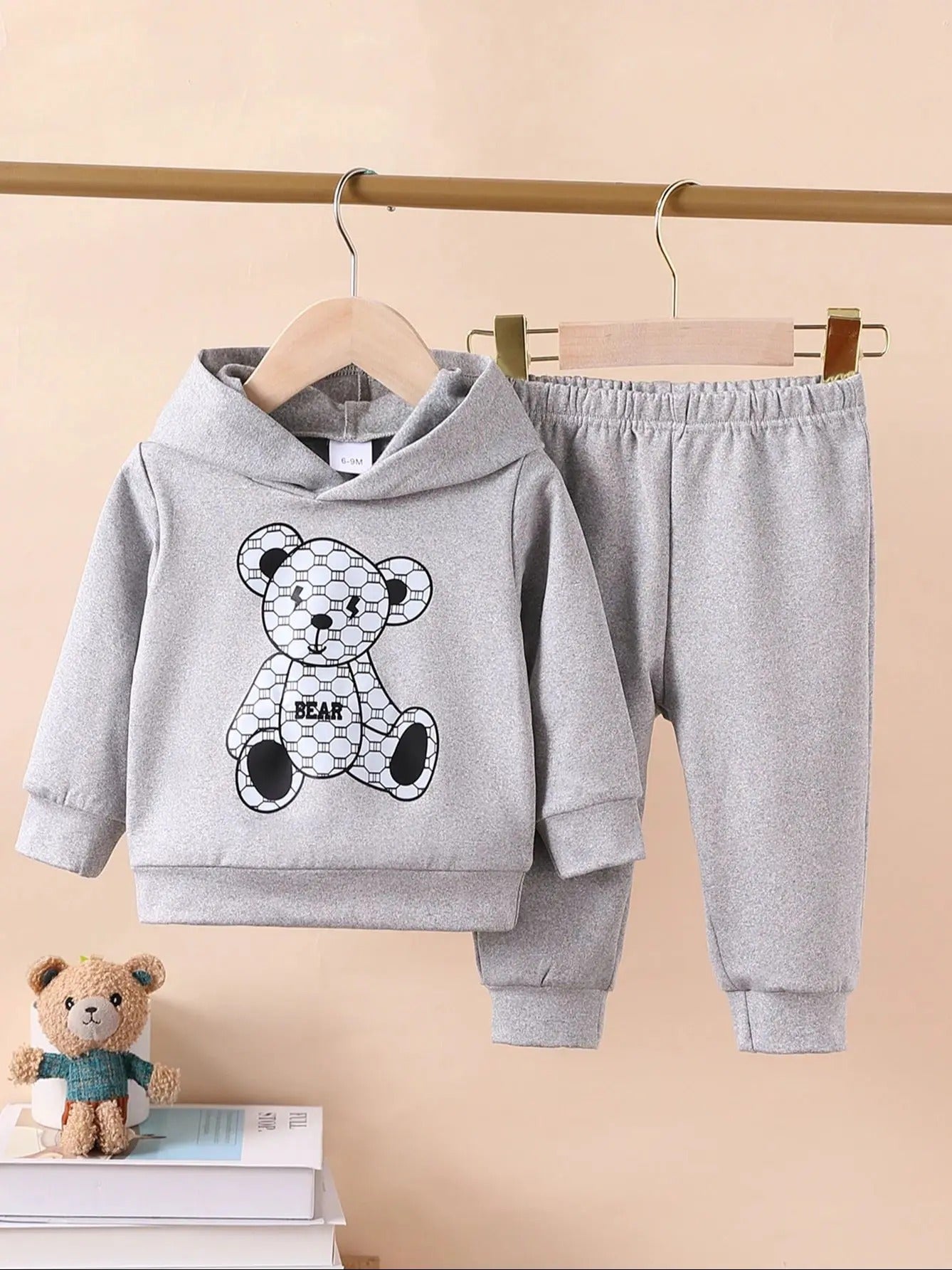 2-teiliges Kapuzen-Sweat-Set mit Bärmotiv