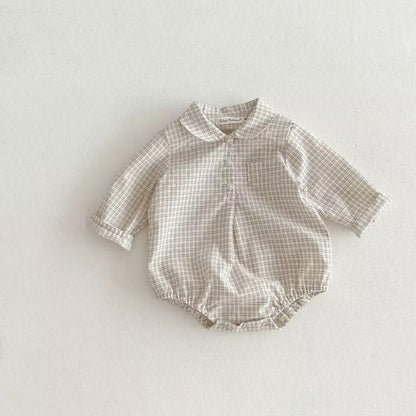 Baby Romper mit Kragen aus Baumwolle – Karomuster