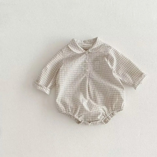 Baby Romper mit Kragen aus Baumwolle – Karomuster