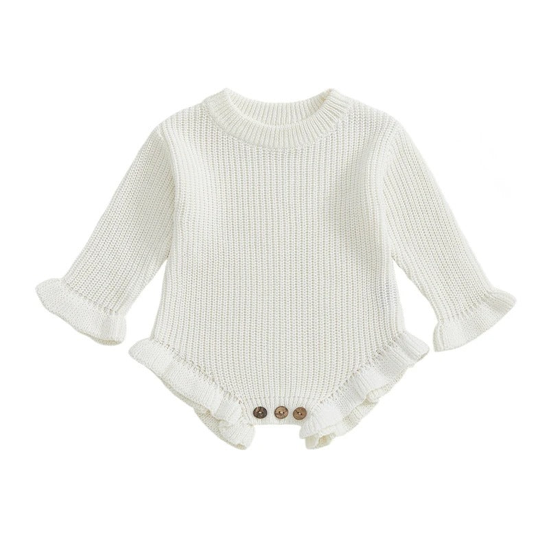 Strick Baby Body mit Rüschen – Langarm Body für Mädchen