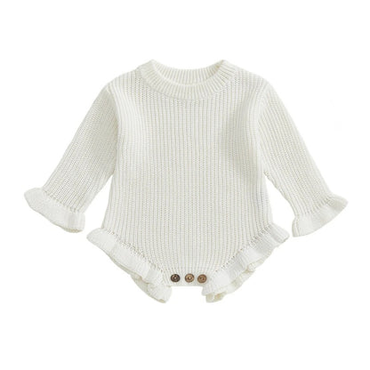 Strick Baby Body mit Rüschen – Langarm Body für Mädchen