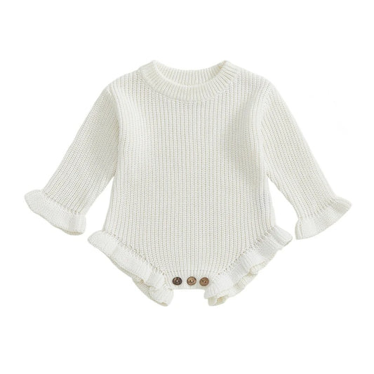 Strick Baby Body mit Rüschen – Langarm Body für Mädchen