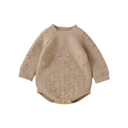 Gestrickter Baby Body aus Baumwollmischung – Langarm Strickbody