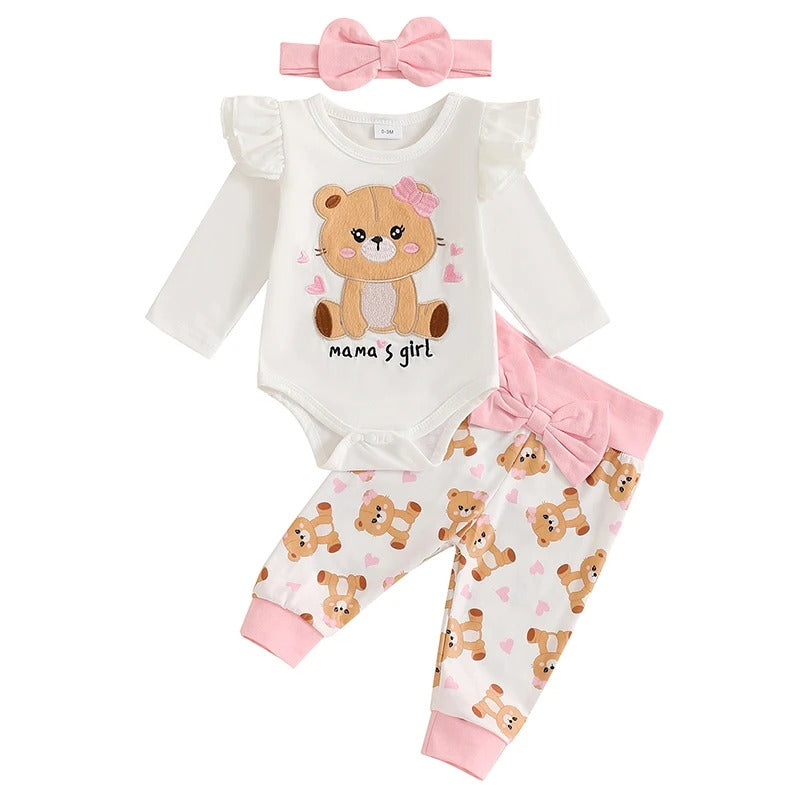 Baby Mädchen Outfit „Mama’s Girl“ mit Teddybär-Motiv – 3 Designs