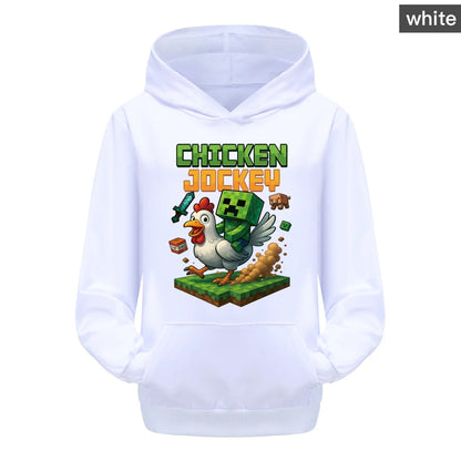 Minecraft Kinder Hoodie „Chicken Jockey“ – Kapuzenpullover für Mädchen & Jungen (Gr. 104–170)