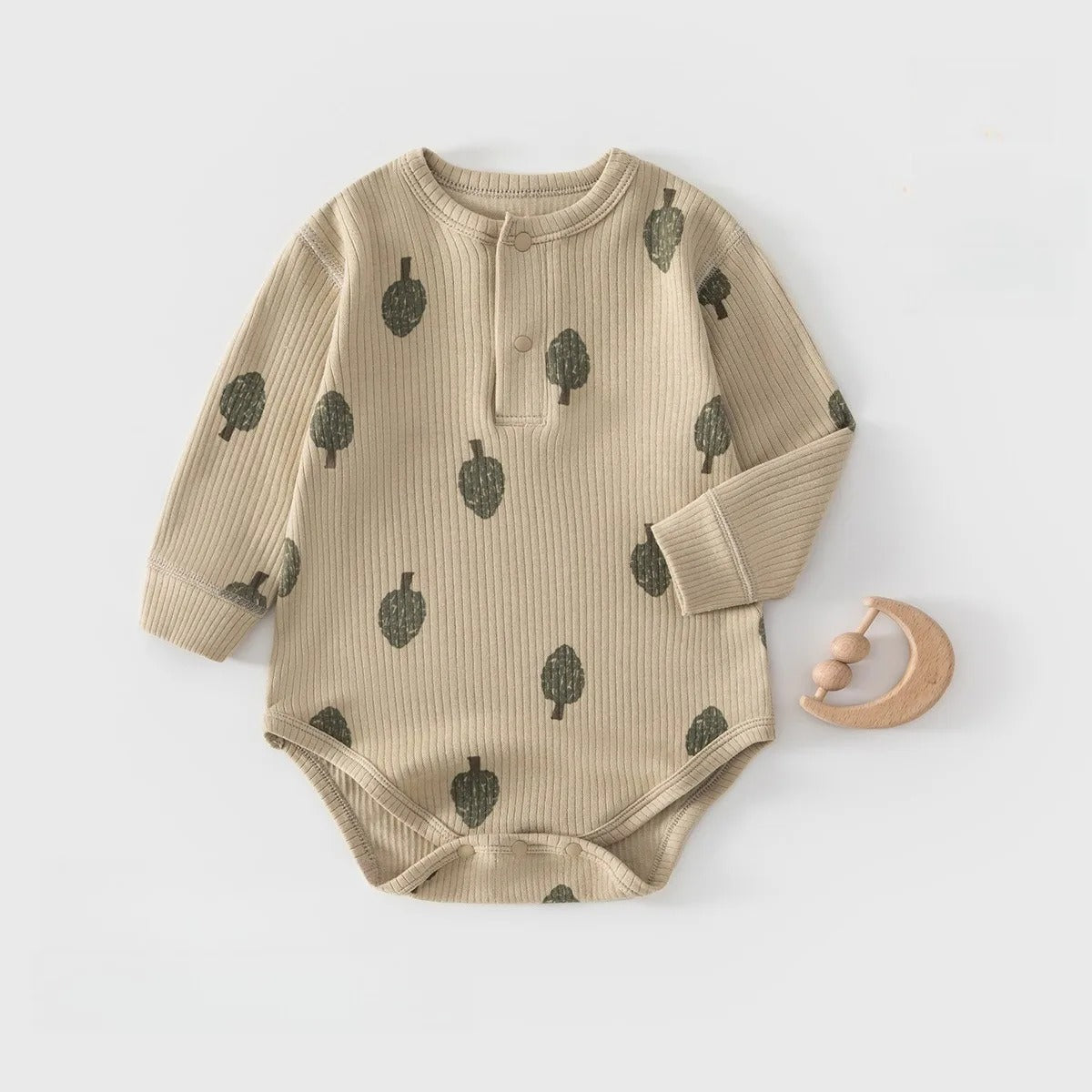 Baby Body aus strukturierter Baumwolle – Langarm Body mit Henley-Knöpfen