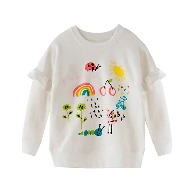 Mädchen Sweatshirt mit Einhorn & Regenbogen – Baumwollmix Pullover