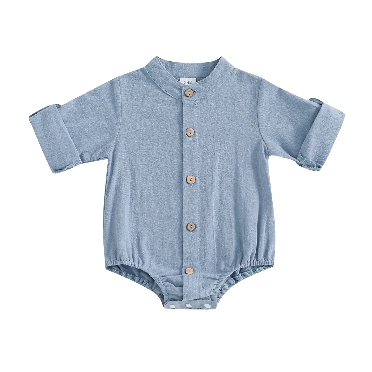 Minimalistischer Baby-Body mit Holzknöpfen – Langarm Body für Jungen (Größe 50–86)