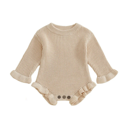 Strick Baby Body mit Rüschen – Langarm Body für Mädchen