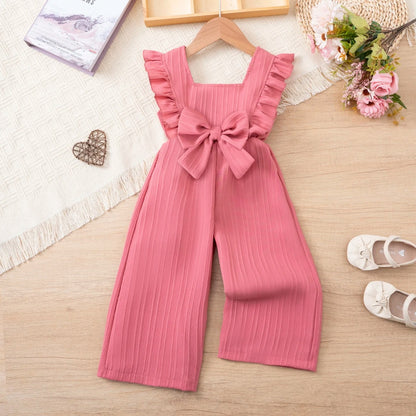 Mädchen Jumpsuit mit Schleife & Rüschen – verspielt & bequem zugleich