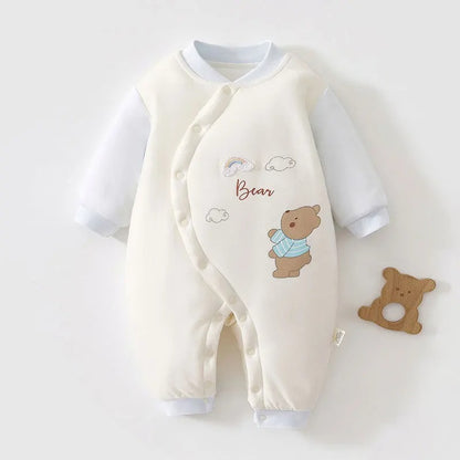 Wattierter Babystrampler mit Bärenmotiv