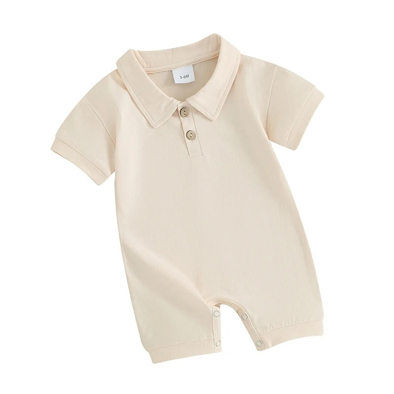 Baby Kurzarm Body mit Kragen – einfarbiger Polo Body aus Baumwolle