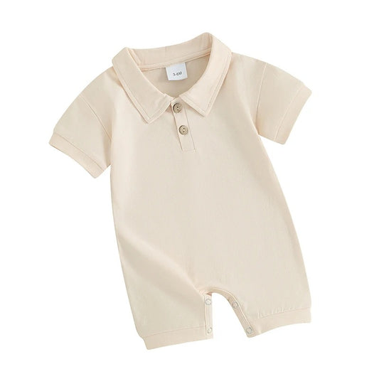 Baby Kurzarm Body mit Kragen – einfarbiger Polo Body aus Baumwolle