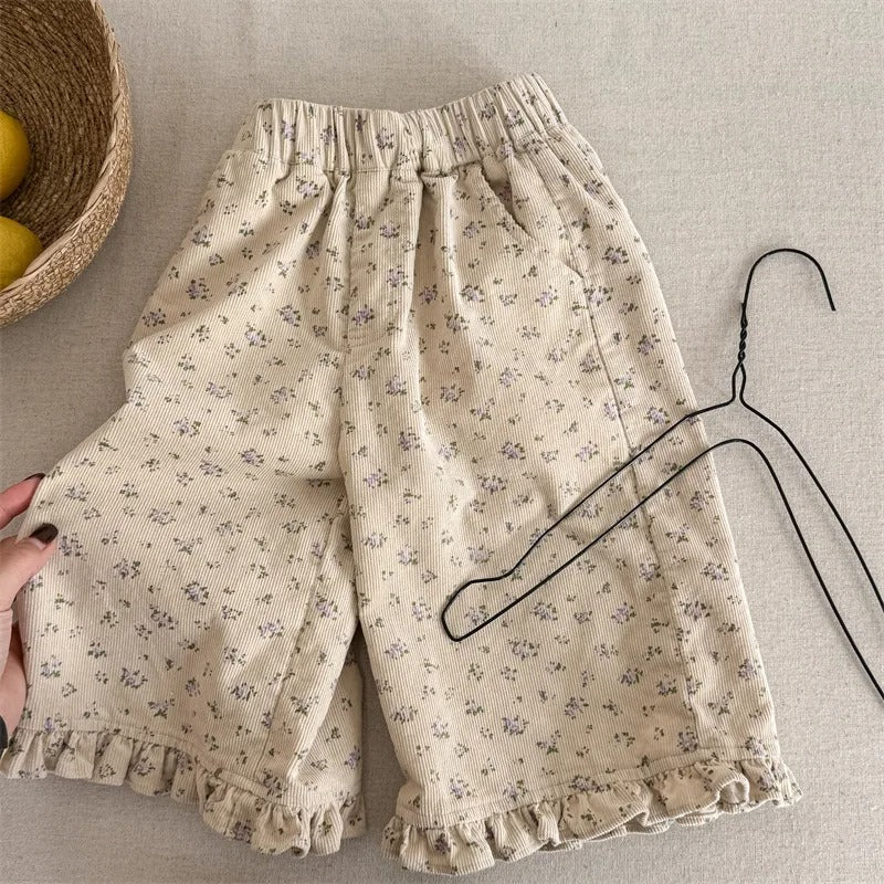 Kinder Cordhose mit Rüschen – Weite Mädchenhose aus Baumwolle