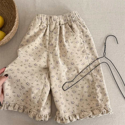 Kinder Cordhose mit Rüschen – Weite Mädchenhose aus Baumwolle